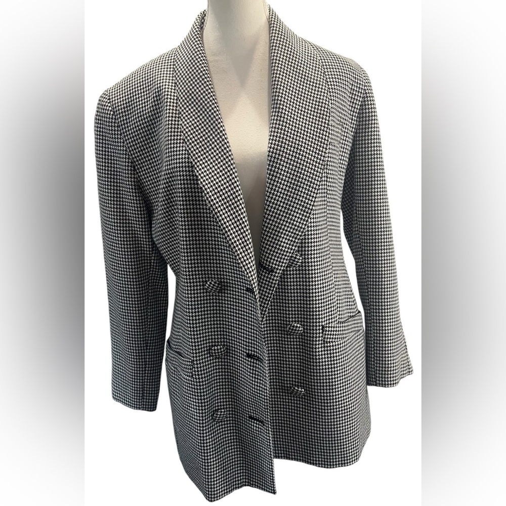 Vintage SPIEGEL Houndstooth Black White Blazer AND skirt SET! Size 8 | Era 80’s